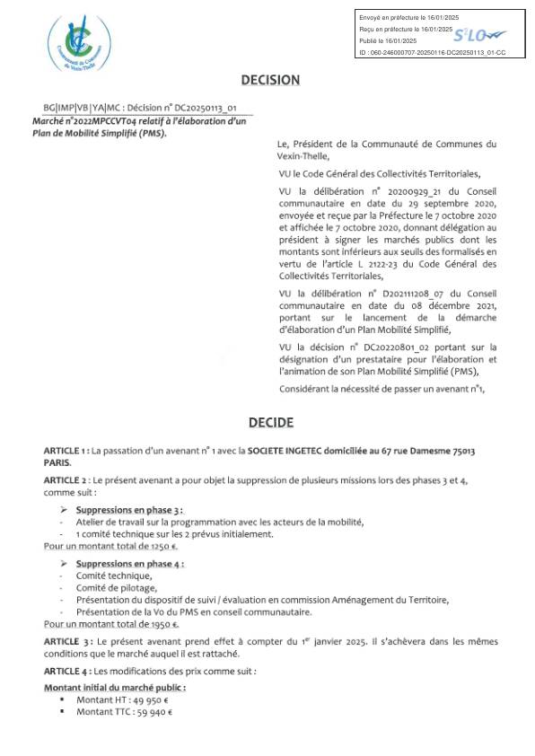 Décision n°DC20250113_01 - Élaboration d'un Plan de Mobilité Simplifié (PMS)